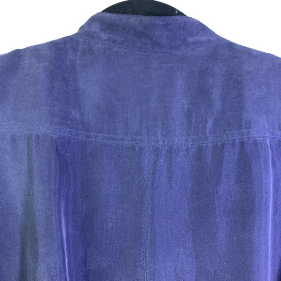 ALICE BY TEMPERLY Navy Blue Alva Silk Mini Shirt Dress - Picture 10 of 16